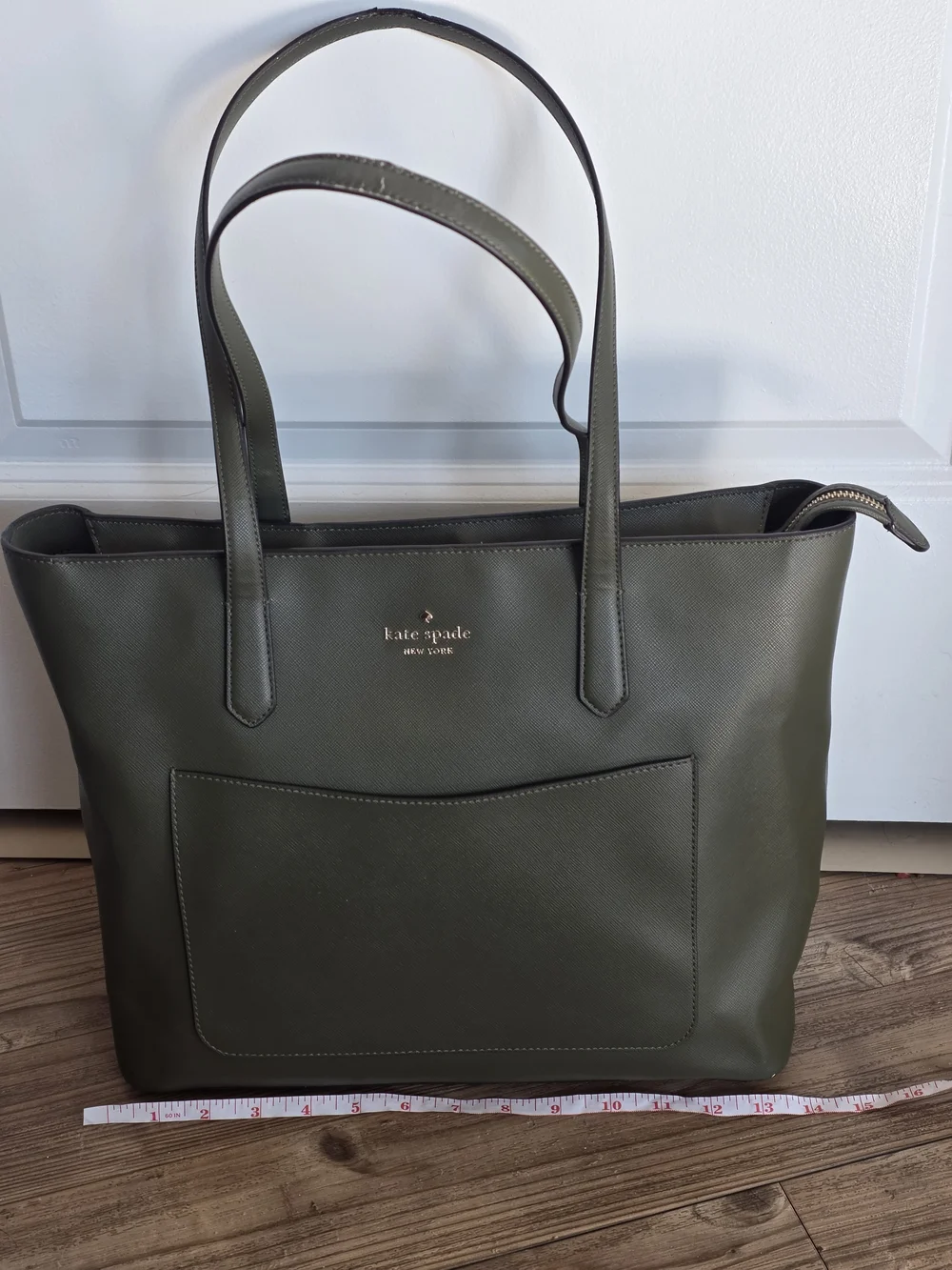 Kate Spade New York Olive Green Leather Tote Bag